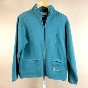 Vintage Medium Vermont Tree Embroidered Fleece Full Zip Jacket Sweater